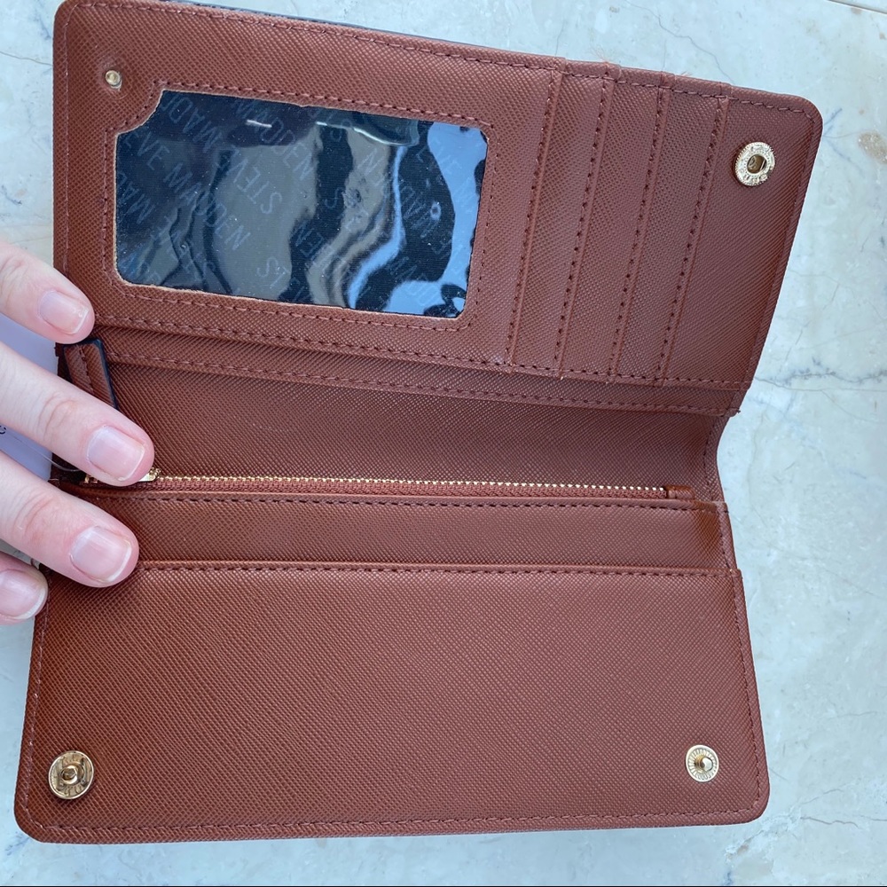 Steve Madden Cognac Brown Bi-Fold Wallet - Picture 3 of 6